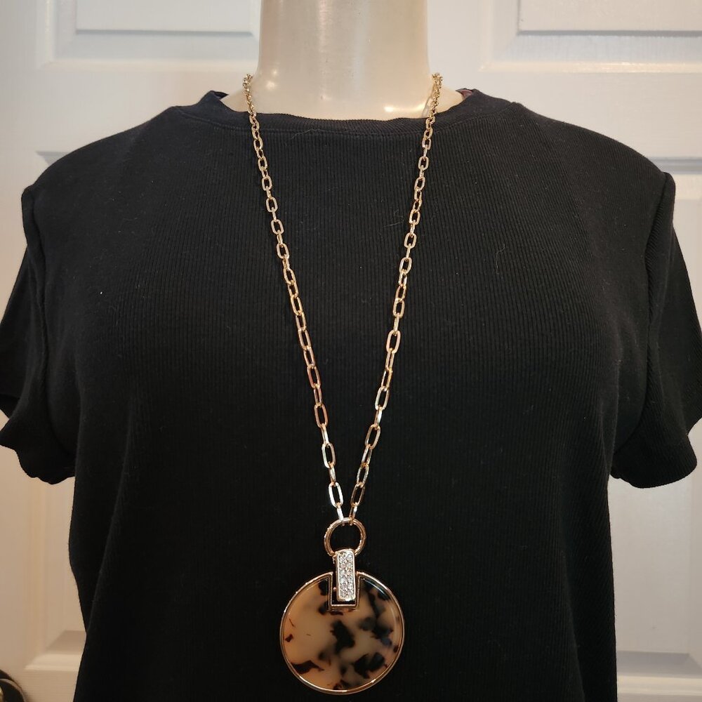 Long gold-tone chain necklace
